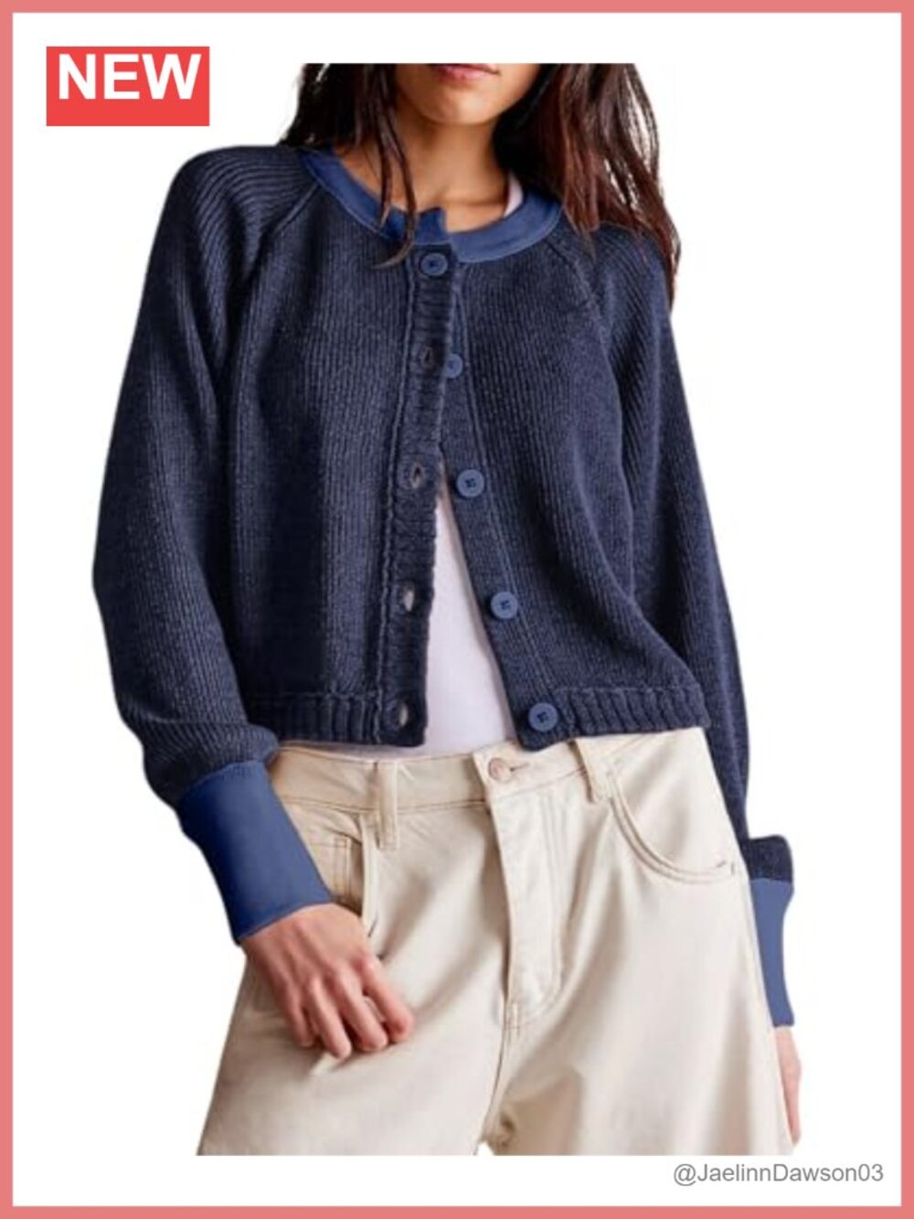Women's Cropped Knit Button Down Cardigan Sweater Crewneck Long Sleeve